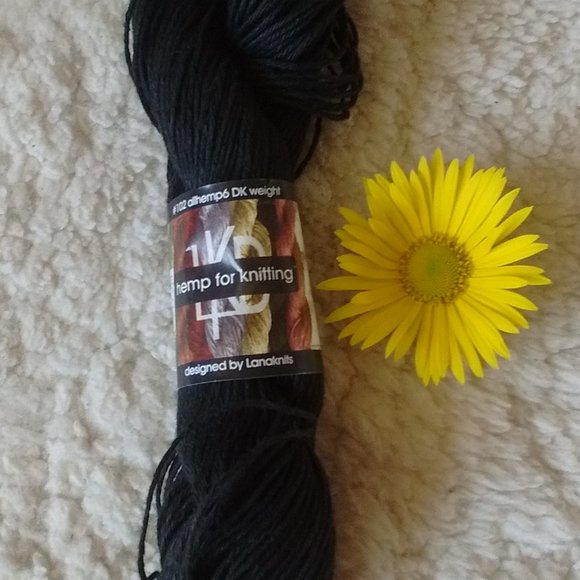 Lana knits black hemp yarn for knitting